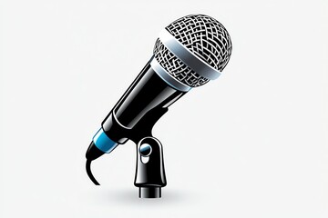 Minimalist microphone icon, showing a clean, bold outline of a microphone, symbolizing singing, performance, or podcasting