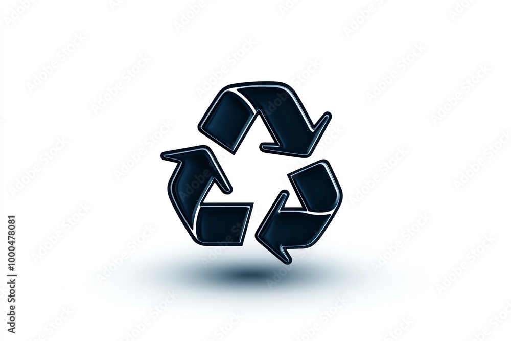 Aufkleber Minimalist recycling icon, representing the circular economy with simple arrows forming a continuous loop in a sleek, minimalist style