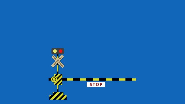 Railway crossing animation with bluescreen