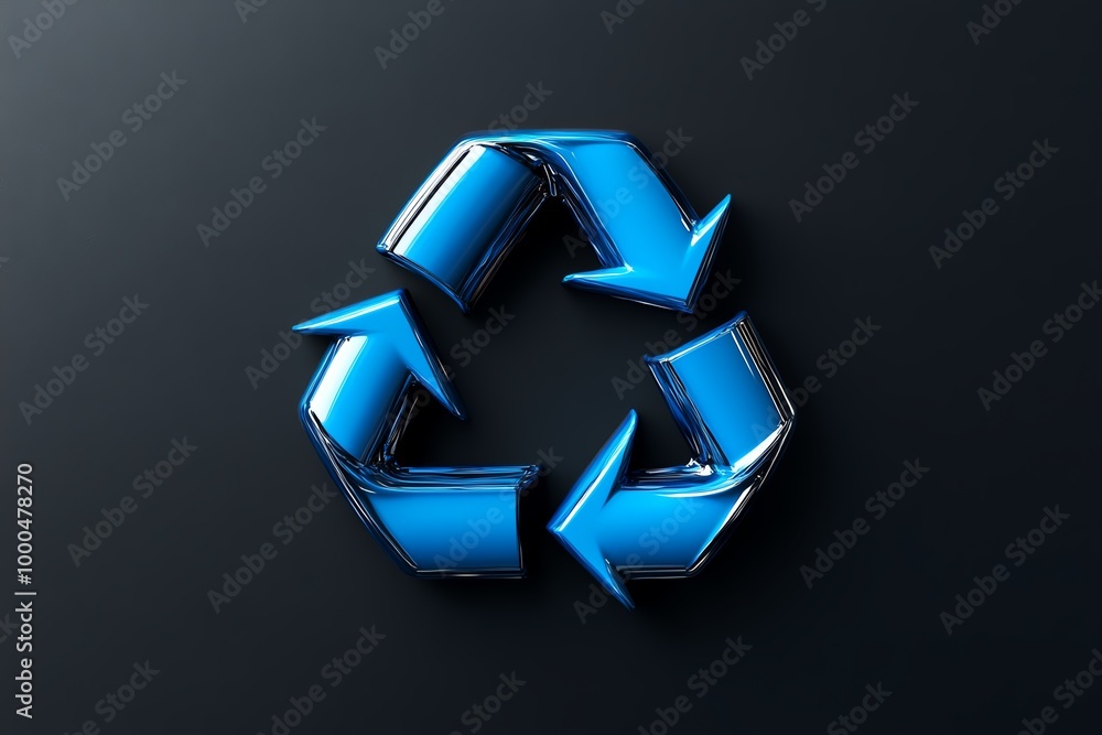 Poster minimalist recycling icon, representing the circular economy with simple arrows forming a continuous