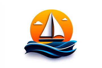 Fototapeta premium Minimalist sailboat icon, with smooth curves and a simple sail, symbolizing elegance and freedom on the water