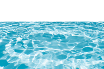 Blue water with ripples on the surface. Defocus blurred transparent blue colored clear calm water surface texture with splashes and bubbles. Water waves with shining pattern texture background.