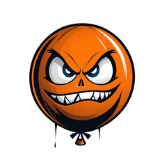 Sinister Halloween Evil Balloon with Spooky Face and Dark Background