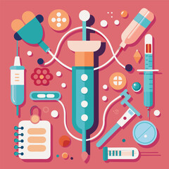 Seamless pattern vector illustration of medical icons for science and medicine design
