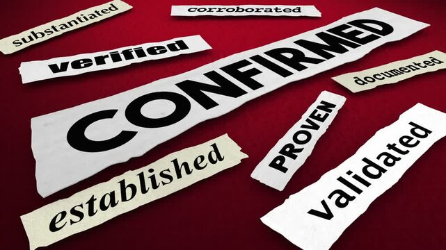 Confirmed News Headlines Article Report Confirmation Verified Verification Official Response 3d Animation