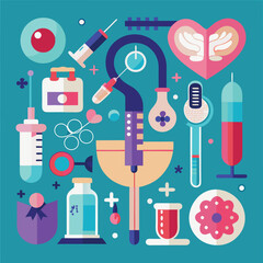 Seamless pattern vector illustration of medical icons for science and medicine design
