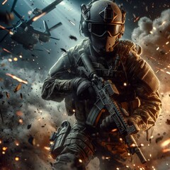 Fototapeta premium Heroic soldiers symbolizing war and peace