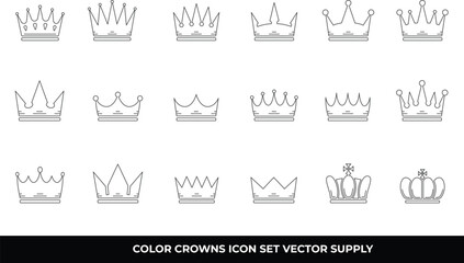 Eighteen Line crown icons, royalty, power, leadership.