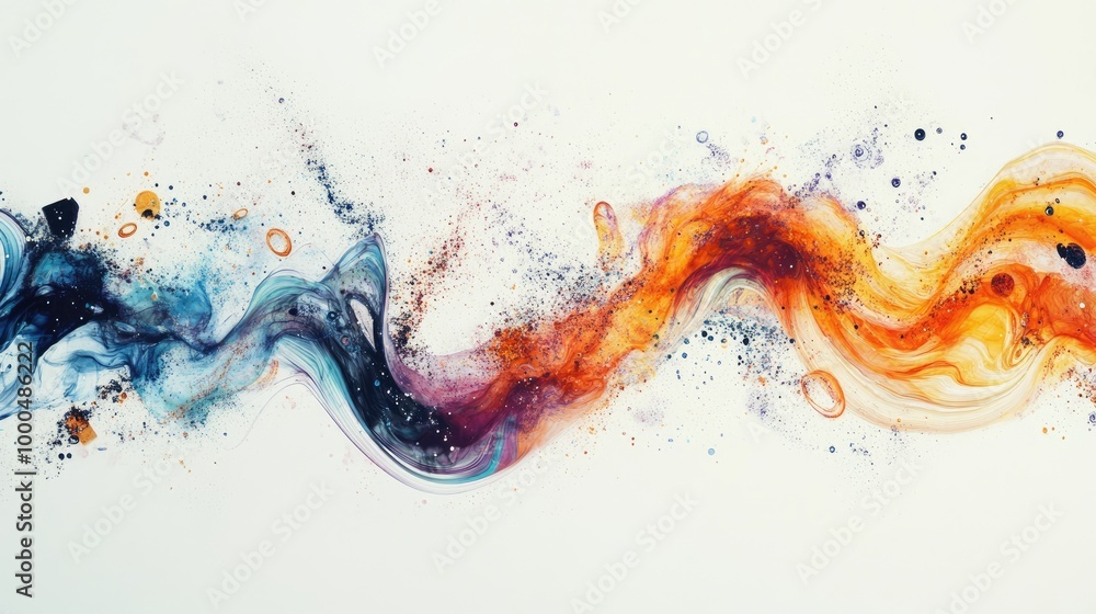 Poster beautiful swirling trails of knowledge-related symbols form a mesmerizing abstract pattern on a whit