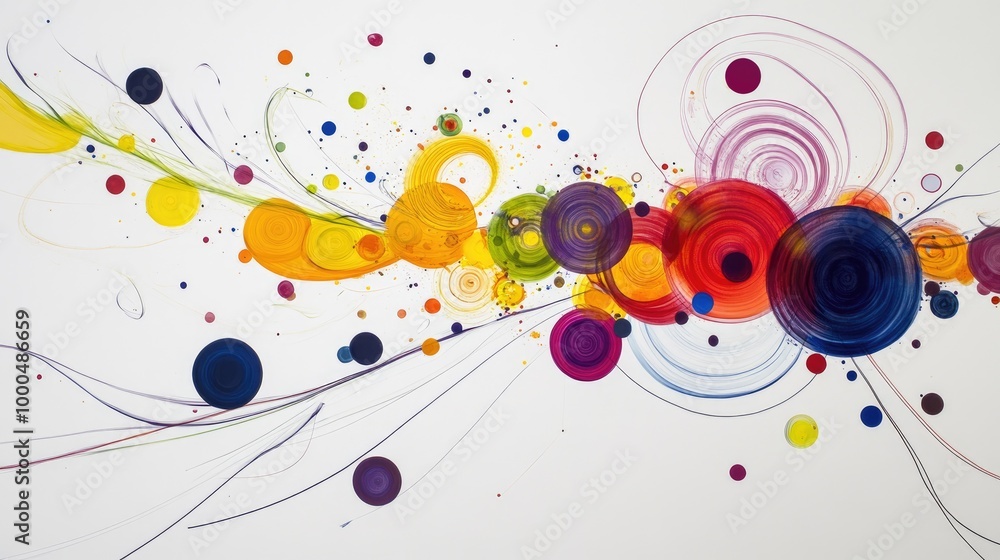 Poster mesmerizing educational symbols swirl in captivating trails, forming an abstract pattern on a white 