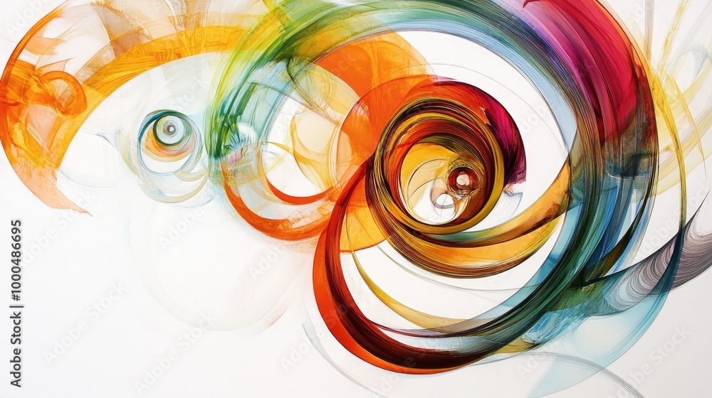 Poster mesmerizing educational symbols swirl in captivating trails, forming an abstract pattern on a white 