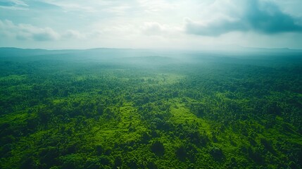Obraz premium Aerial images capturing the expansive beauty of an untouched tropical rainforest