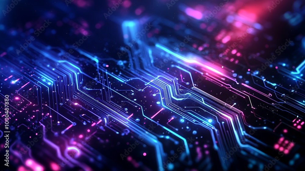 Poster circuit-based abstract structure showcasing advancements in computer technology systems