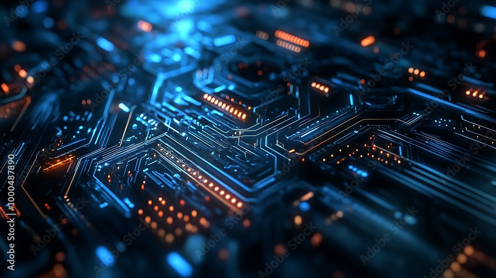 Poster circuit structure design representing the evolution of modern computer technology