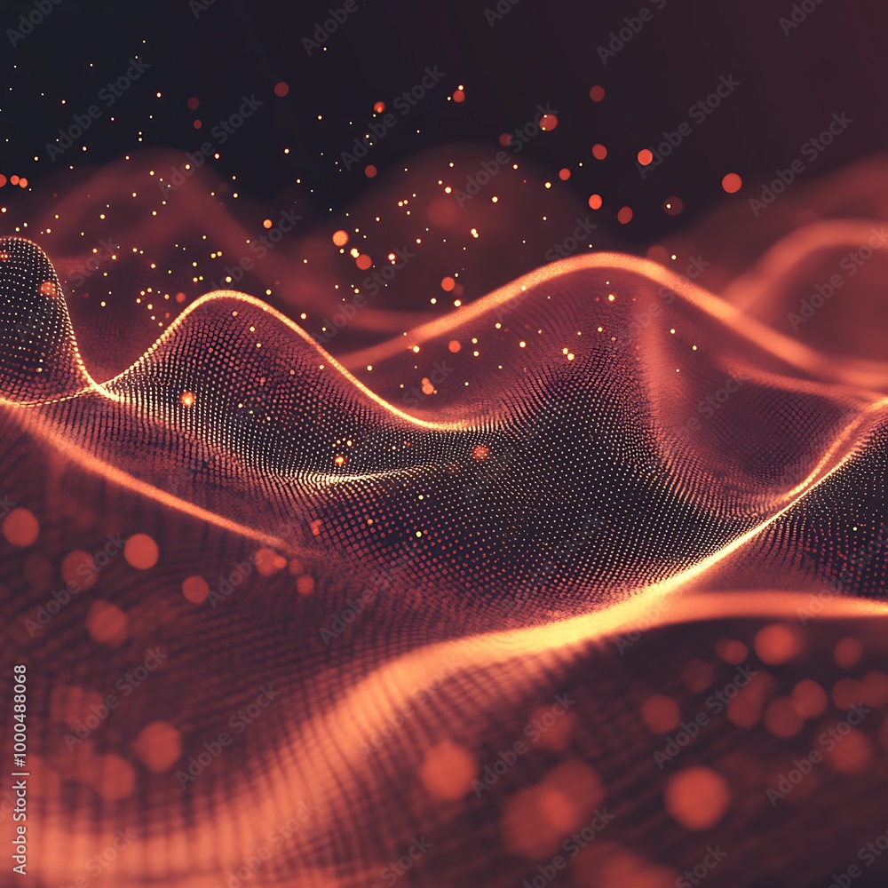 Fototapete dynamic sci-fi grid and glowing particles form a captivating 3d background image