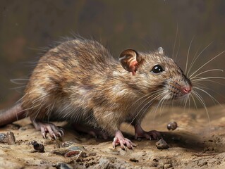 Close-Up Portrait of a Brown Rat in its Natural Habitat