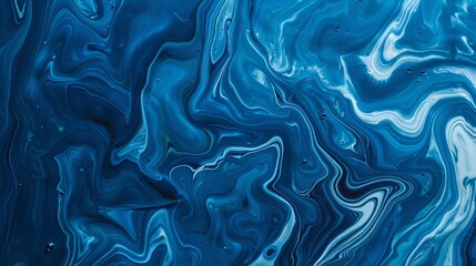 Abstract blue fluid art marble paint texture background
