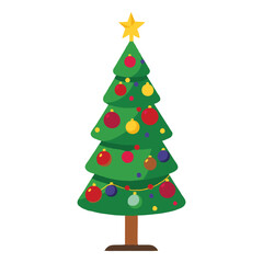 Vector clipart of a Christmas tree with lighting decorations