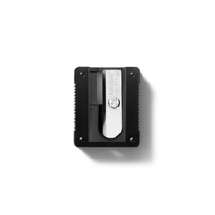 Black pencil sharpener isolated on a transparent background, PNG. High resolution.
