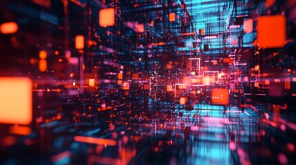 3D abstract background showcasing advanced technology and digital innovation shapes