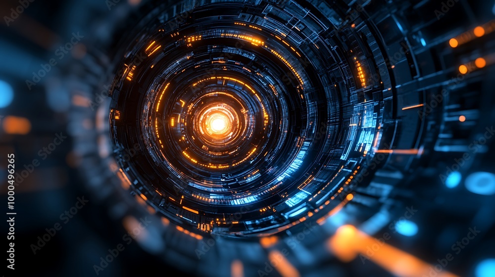 Poster abstract technology-inspired 3d background with intricate layers and patterns shapes