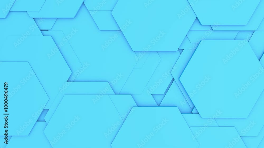 Poster stylish dynamic blue hexagons animated background for contemporary projects.