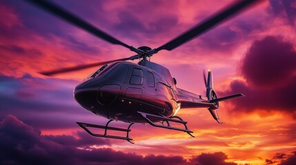 Fototapeta na wymiar Helicopter at Dusk