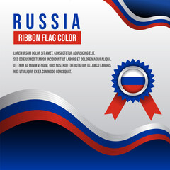 Russia ribbon flag with Flag badge and decoration