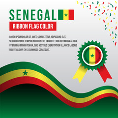 Senegal ribbon flag with Flag badge and decoration