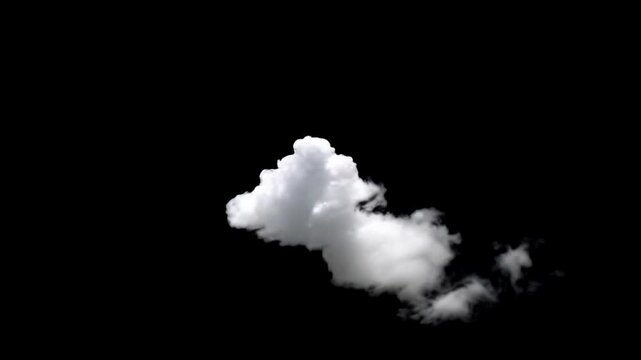 Close-Up, Side View: Time-Lapse of a Single White Cloud Drifting Across a Black Background