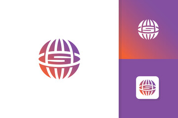 letter s globe logo design illustration vector template