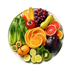 fruits and vegetables on white background