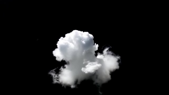Macro Shot, Top-Down View: Time-Lapse of a White Cloud Moving Against a Black Background or Macro Shot, Top-Down View: White Cloud Movement in Time-Lapse Against Black Background