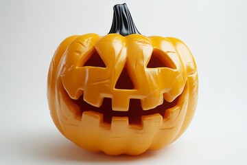 Simple and classic jack o lantern with a smiling face set against a clean white background perfect for minimalist Halloween designs and cheerful seasonal decor