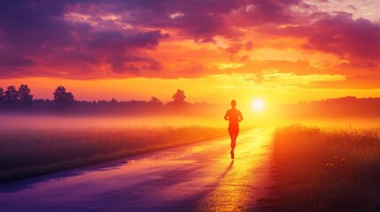 Fototapeta premium Runner at Sunset