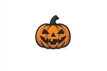 Fototapeta premium Small orange jack o lantern icon with a sharp smile creating a simple and playful Halloween design perfect for digital use or iconography