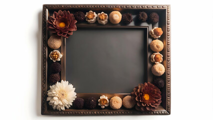 3D Floating Flowers & Sweets Frame with Copy Space - Bhai Dooj Celebration Design, Visually Balanced Layout in Wide Angle