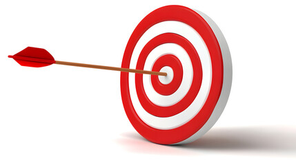 Red and White Target with Arrow Hitting Bullseye