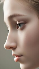 Fototapeta premium Human face , close-up and side view , futuristic