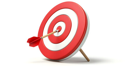Red and White Target with Arrow Hitting Bullseye