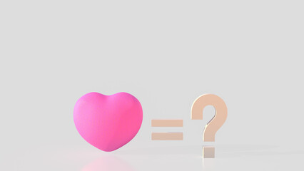 The pink Heart  and question mark for love concept 3d rendering.