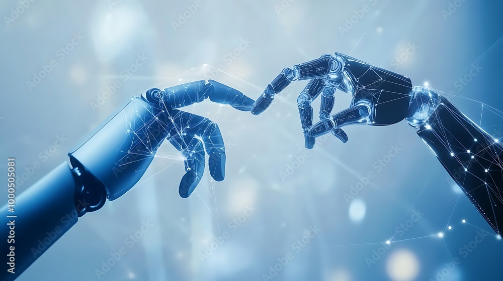 Poster the synergy of robots and human hands in ai development image