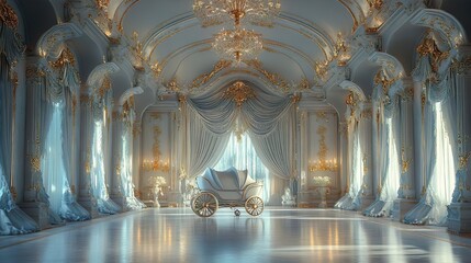 Fototapeta premium Classic Extravagant European Palace Room with Stunning Gold Decorations for Timeless Luxury