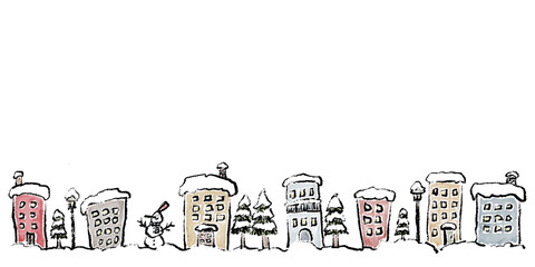 クリスマス・冬の街並みフレーム（夜）