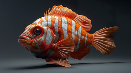 Fototapeta premium Striped Tropical Fish: A Close-Up View of Underwater Beauty