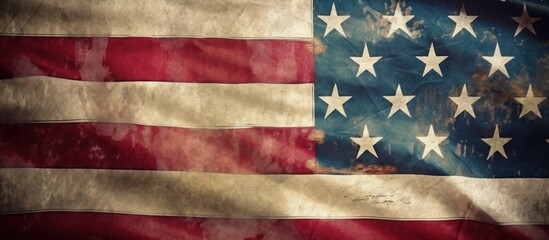 Worn American Flag with Faded Colors