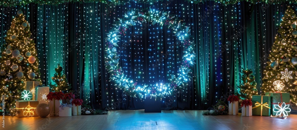 Wall mural Holiday Festival Backdrop Sparkle Circle Lit Celebrations Display