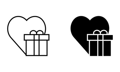 Heart with giftbox, illustration of birthday and anniversary gift and present icon vector