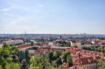 Prague, Czech Republic - July 16, 2024: City views from the hills surrounding Prague in the Czech Republic
