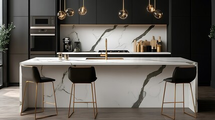 Modern kitchen with sleek design and elegant finishes.